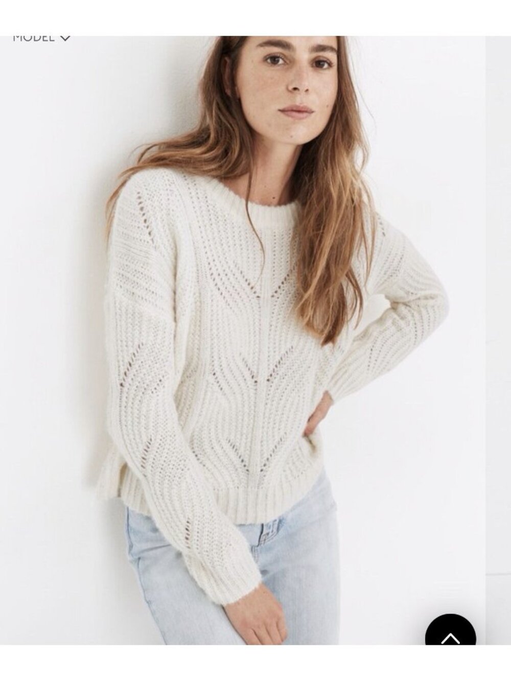 Madewell Charley Boxy Cozy Oversized Pullover Sweater XS Cream Alpaca Knit MC006